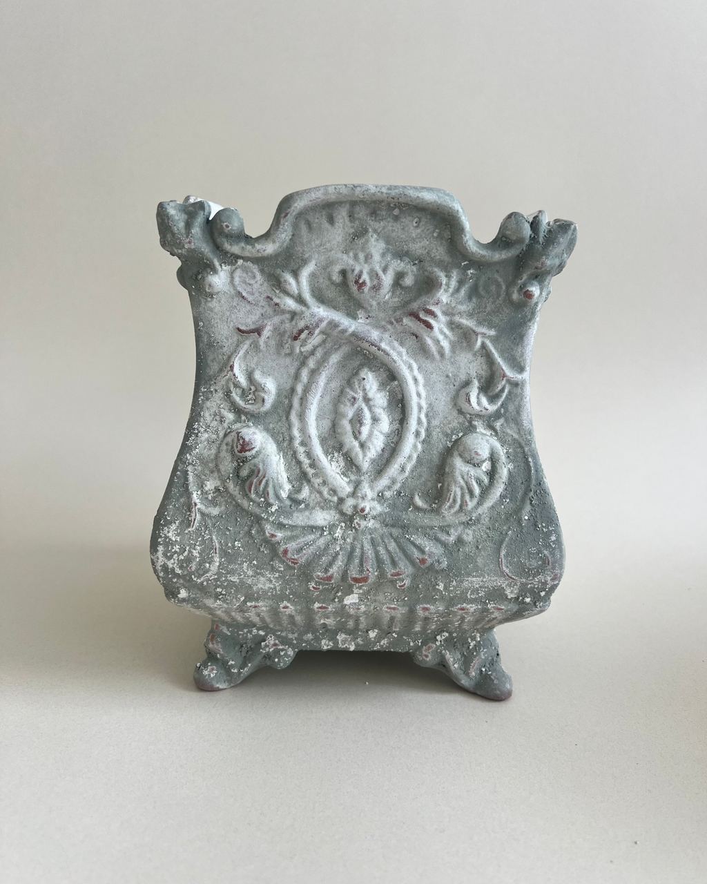 French flower vase with aged patina detail