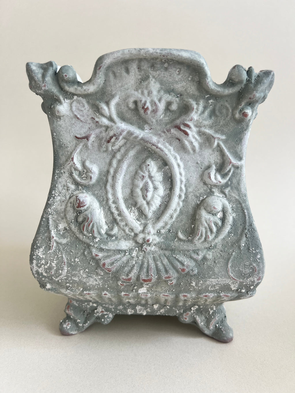 French flower vase with aged patina detail