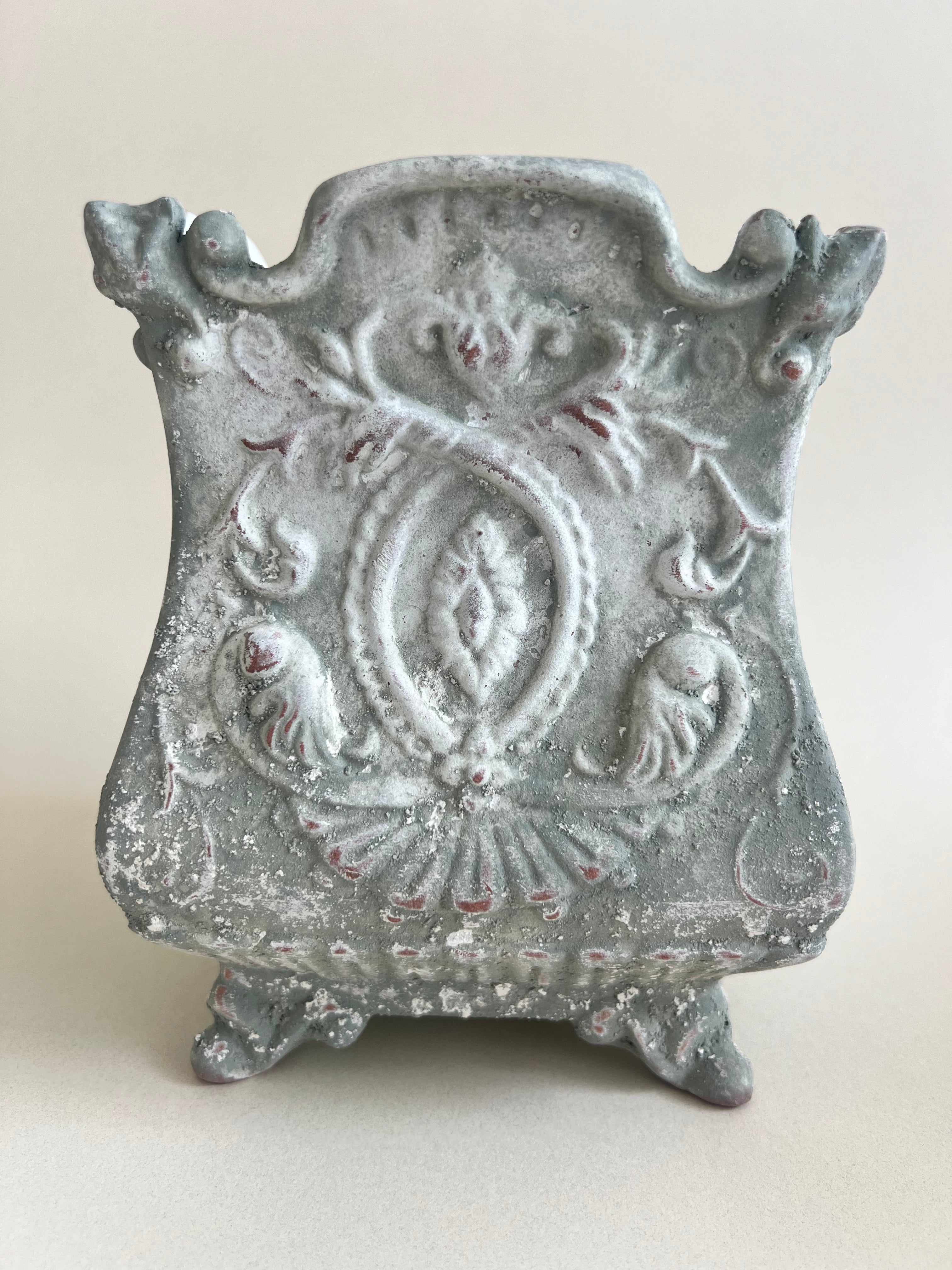 French flower vase with aged patina detail